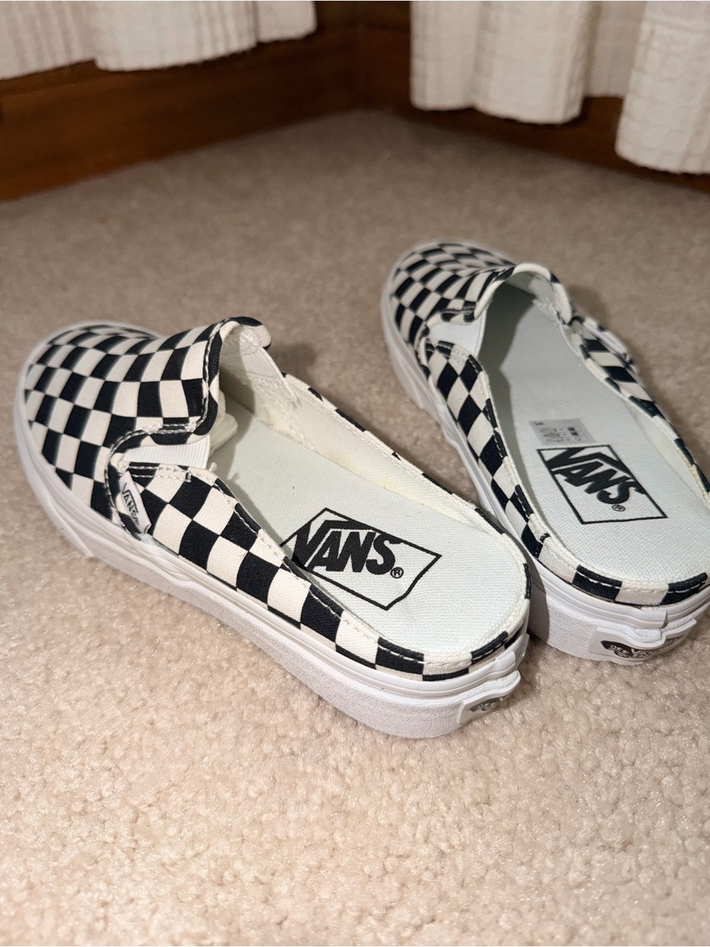 Vans women’s Checkerboard Slip-On Mule - Black and White - Picture 2 of 3